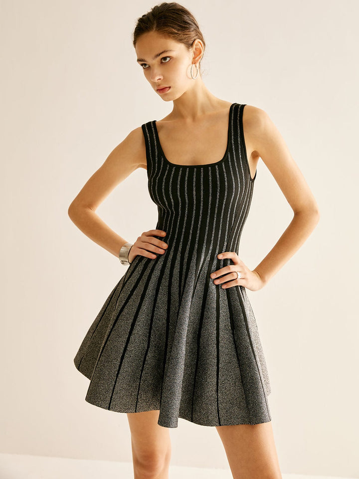 Robe Pull Rayée Élégante avec Paillettes - Parfaite pour les Occasions Spéciales