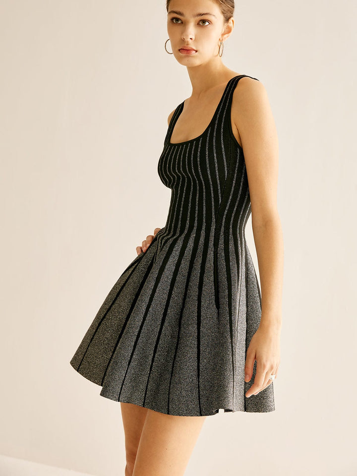 Robe Pull Rayée Élégante avec Paillettes - Parfaite pour les Occasions Spéciales