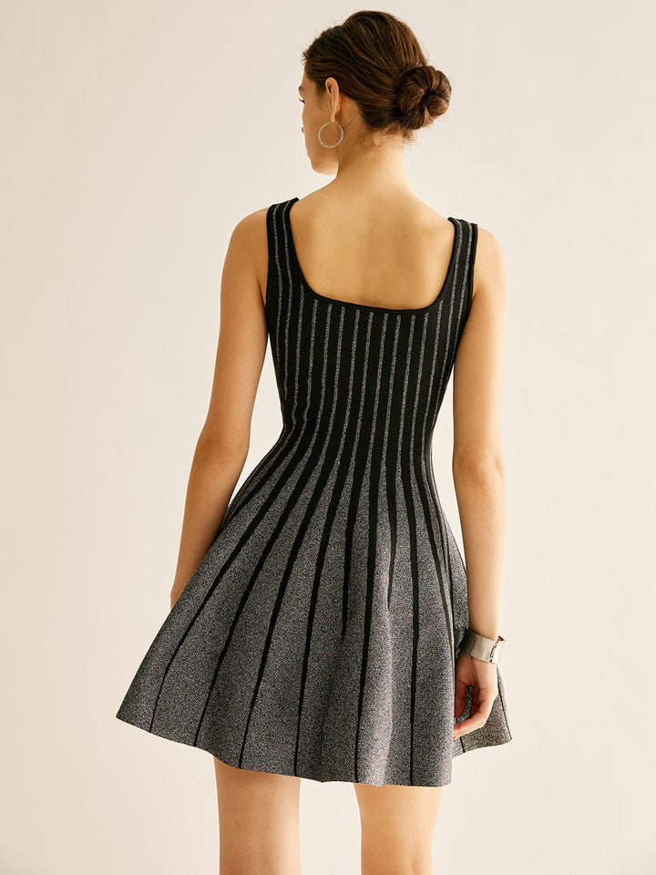 Robe Pull Rayée Élégante avec Paillettes - Parfaite pour les Occasions Spéciales