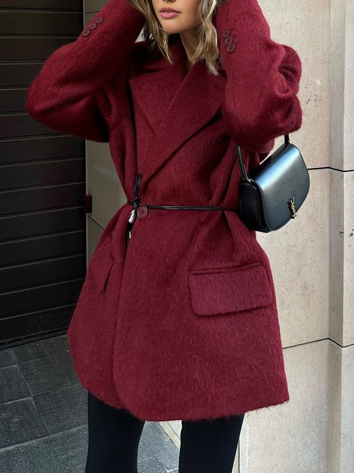 Blazer Ceinturé en Laine Mélangée - Élégance et Confort