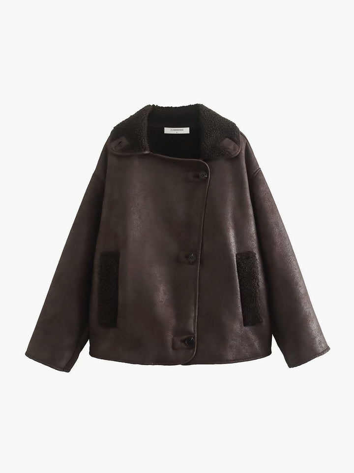 Celine - Manteaux en simili-cuir chaud avec col à revers