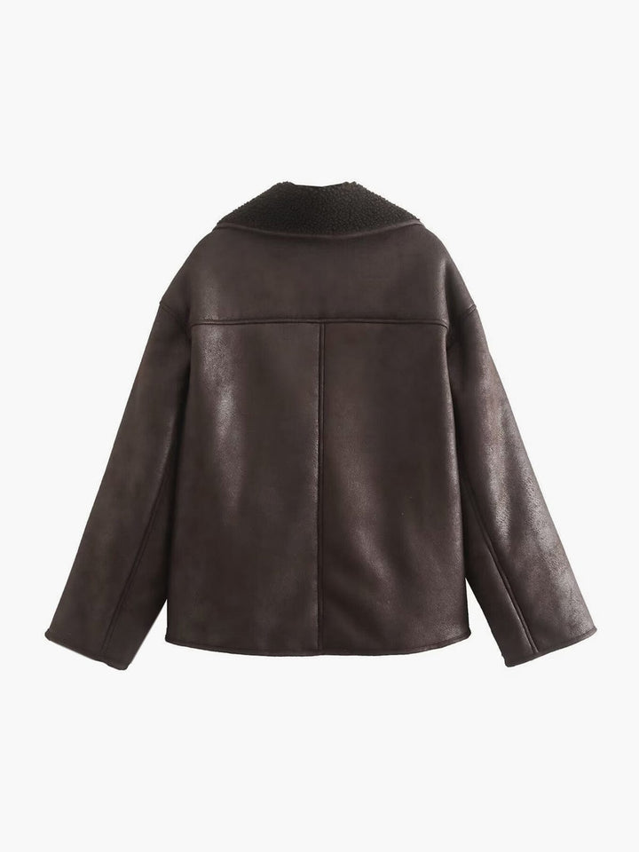 Celine - Manteaux en simili-cuir chaud avec col à revers
