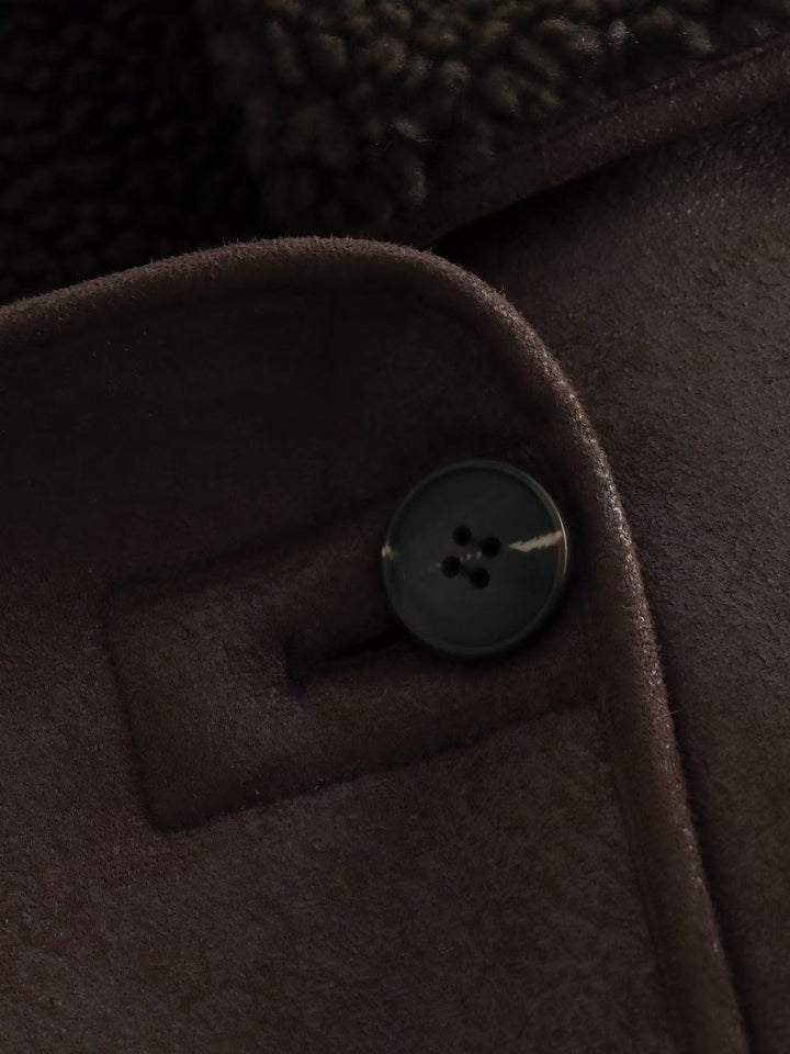 Veste chaude en cuir synthétique avec fermeture à boutons