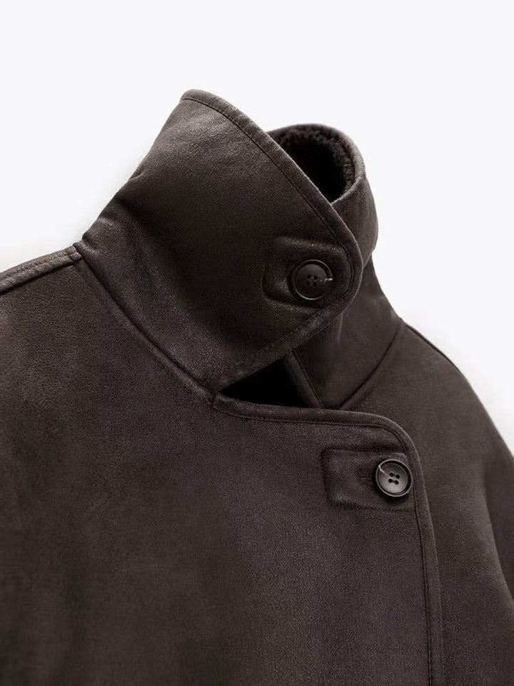 Celine - Manteaux en simili-cuir chaud avec col à revers