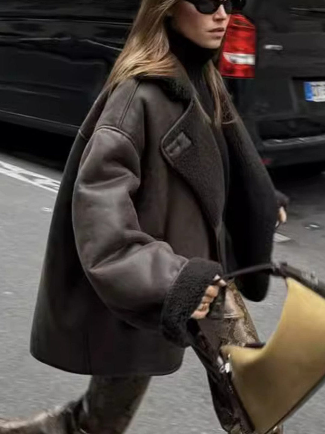 Celine - Manteaux en simili-cuir chaud avec col à revers