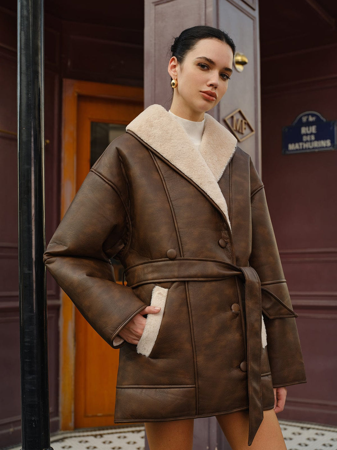 Veste Longue en Faux Cuir Doublée Polaire – Confort et Élégance Décontractée