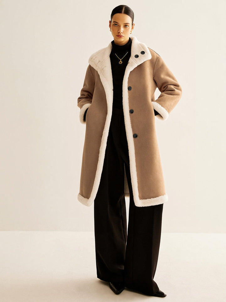 Noémi - Manteau long en tissu minky réversible