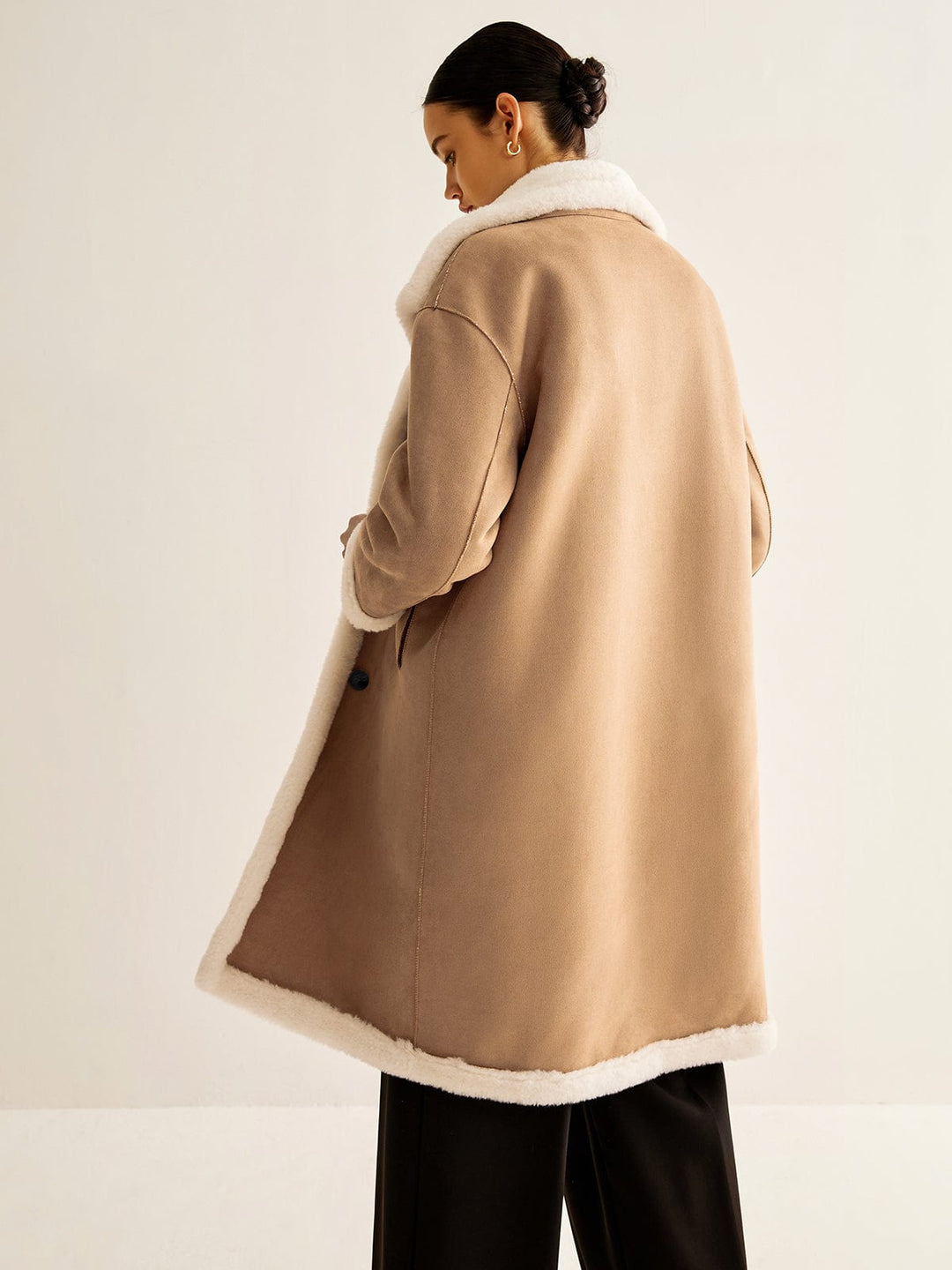 Noémi - Manteau long en tissu minky réversible