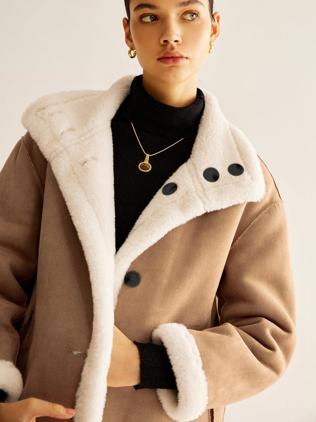 Noémi - Manteau long en tissu minky réversible