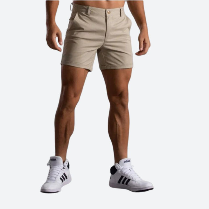Short Chino Homme Ajusté avec Tissu Extensible et Fermeture à Bouton