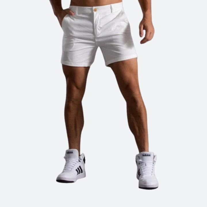 Short Chino Homme Ajusté avec Tissu Extensible et Fermeture à Bouton