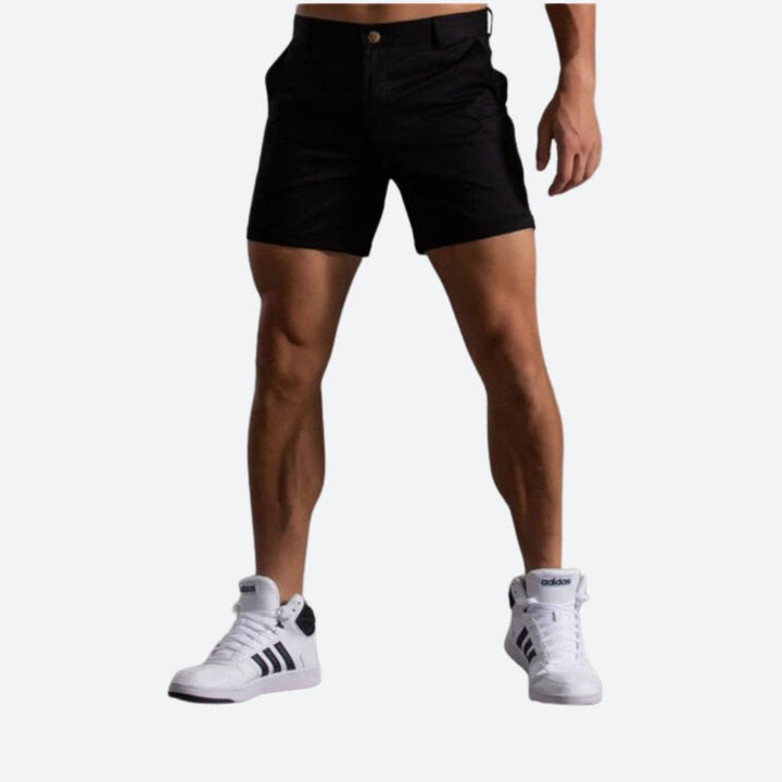 Short Chino Homme Ajusté avec Tissu Extensible et Fermeture à Bouton