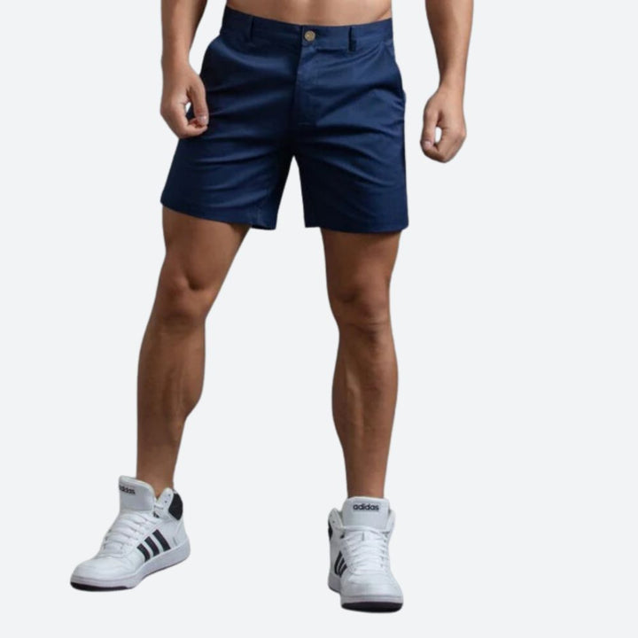 Short Chino Homme Ajusté avec Tissu Extensible et Fermeture à Bouton