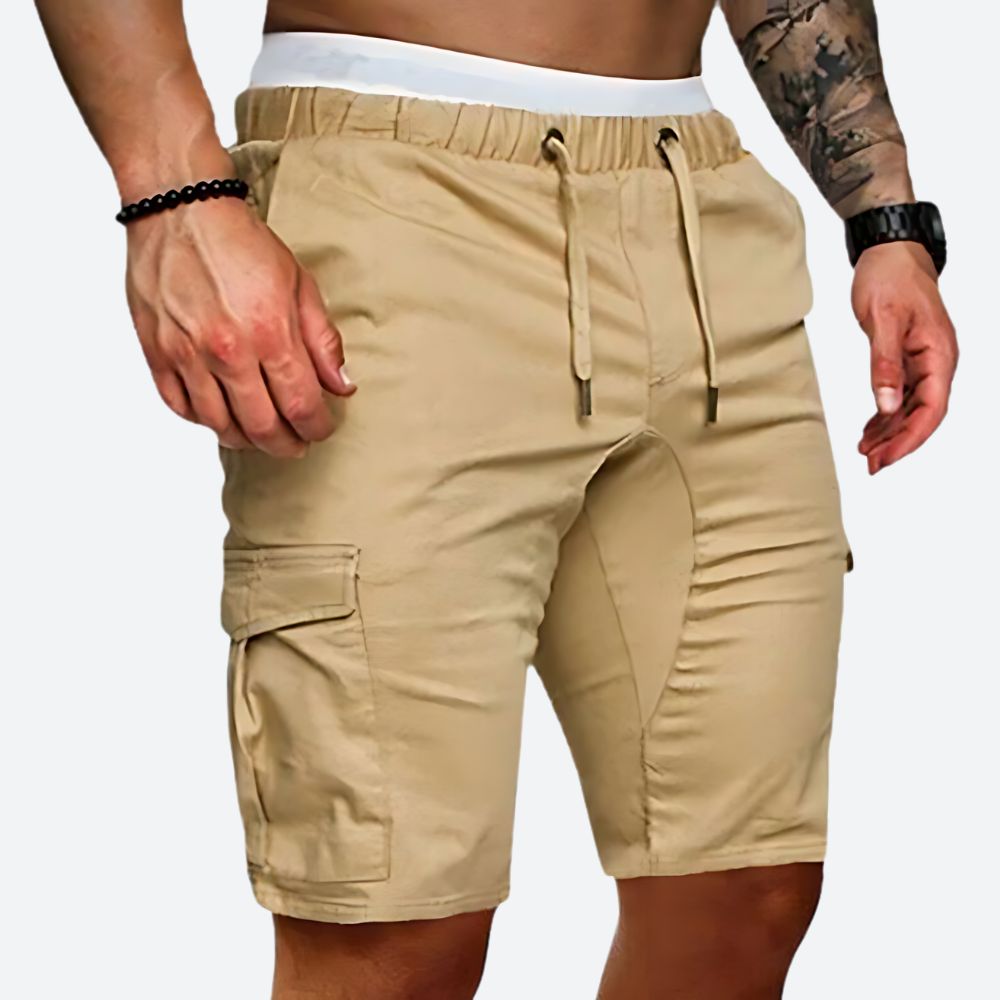 Short Cargo Homme Style Streetwear avec Entrejambe Basse et Taille Élastique