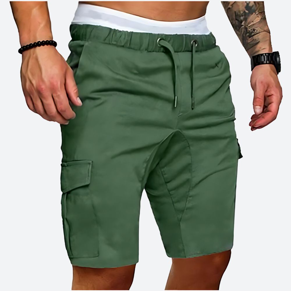 Short Cargo Homme Style Streetwear avec Entrejambe Basse et Taille Élastique