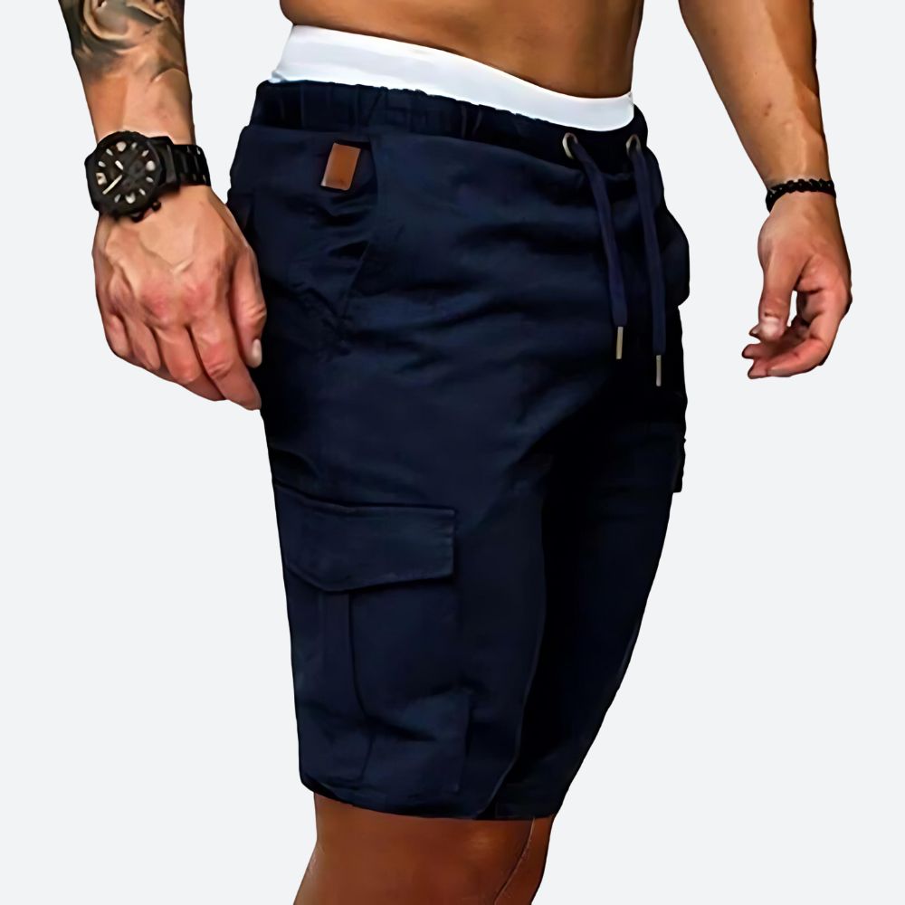 Short Cargo Homme Style Streetwear avec Entrejambe Basse et Taille Élastique