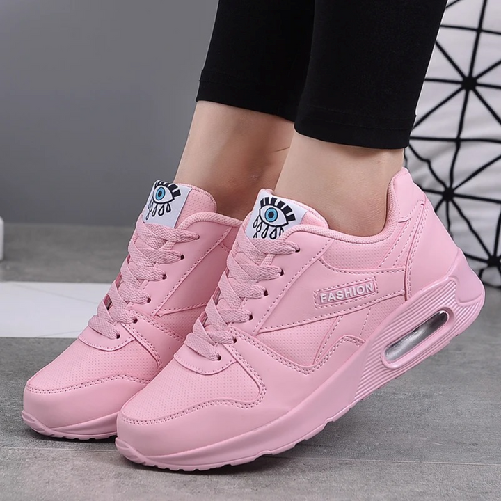 Baskets orthopédiques souples et légères en cuir rose pour femmes, style Sport