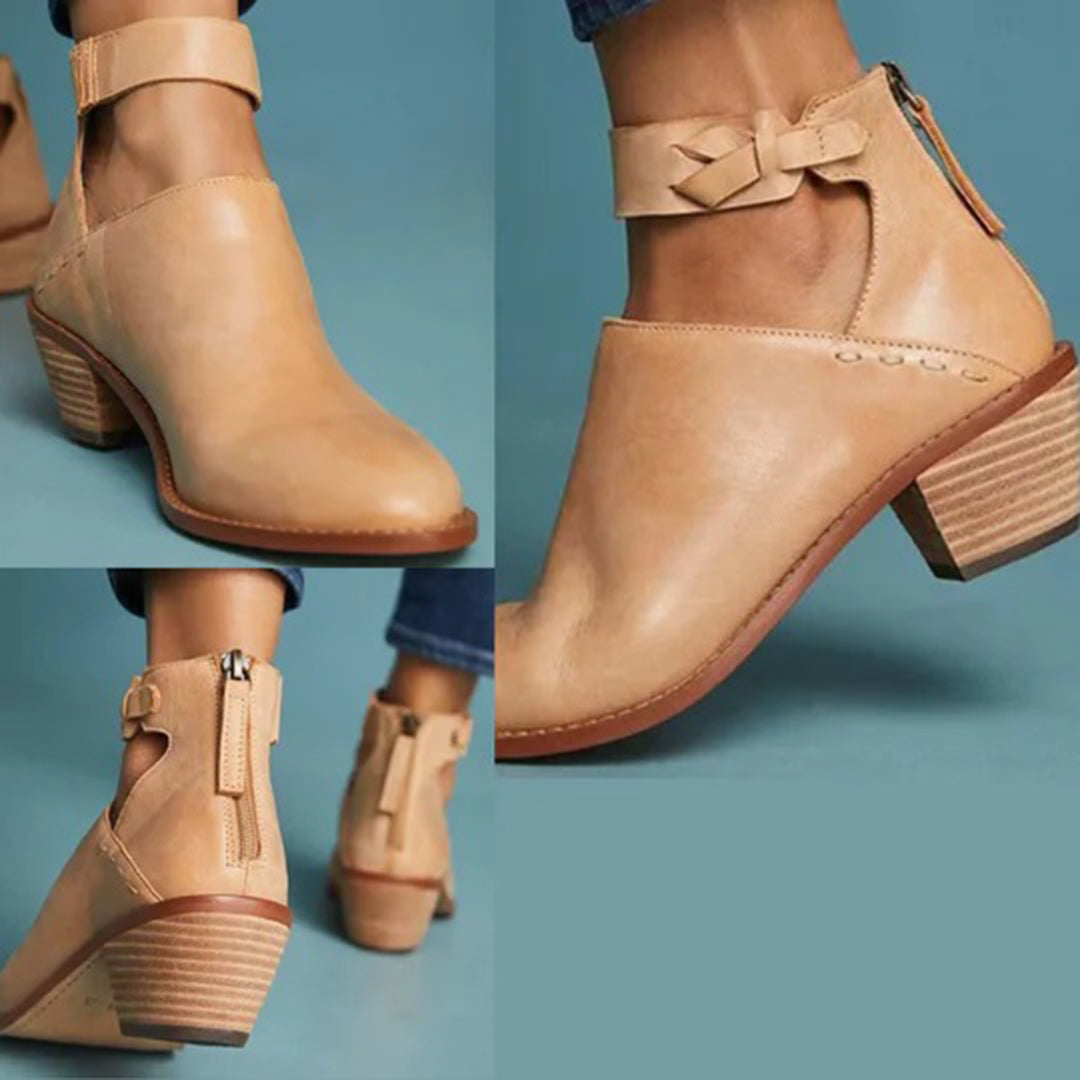 Bottines Femme à Talon Bas – Design Moderne avec Bride Cheville Confortable