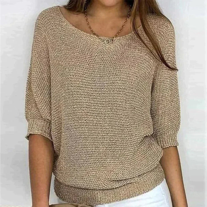 Pull femme maille fine – Manches courtes, col bateau, coupe décontractée chic