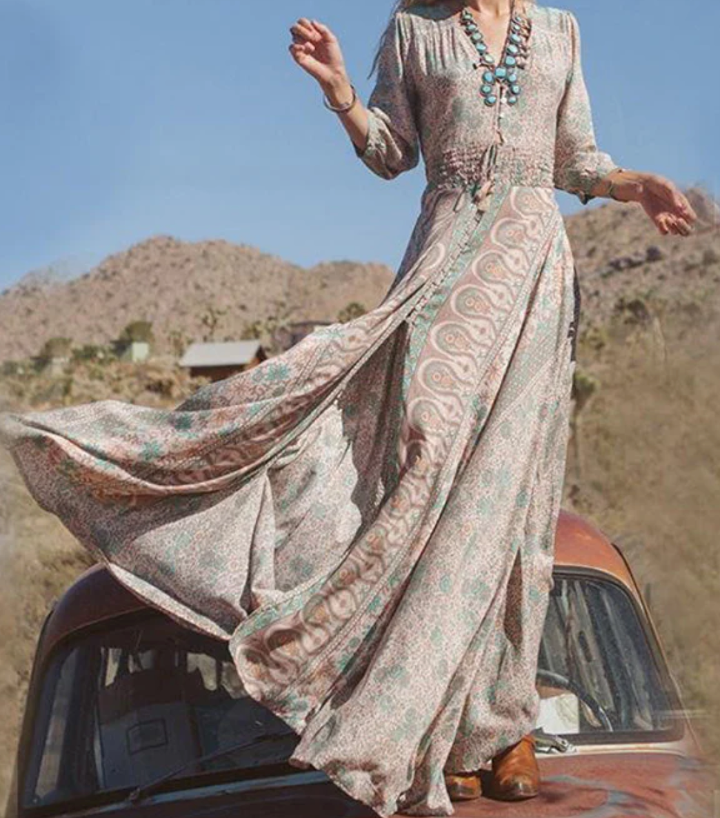 Tessa | Maxi long dress for women | Beige