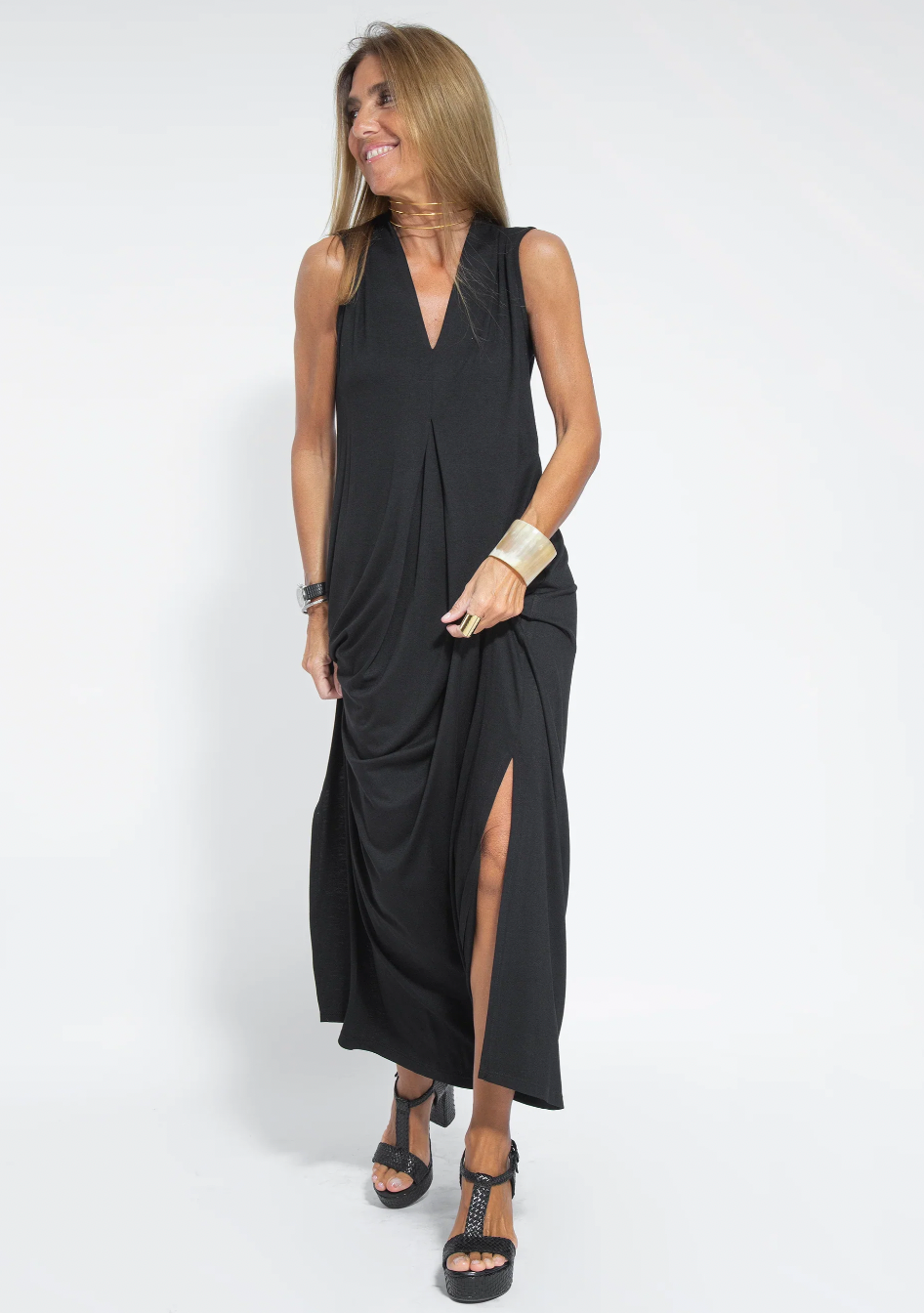 Eva Ensemble Élégance Suprême – Abito Lungo Snellente & Gilet Chic