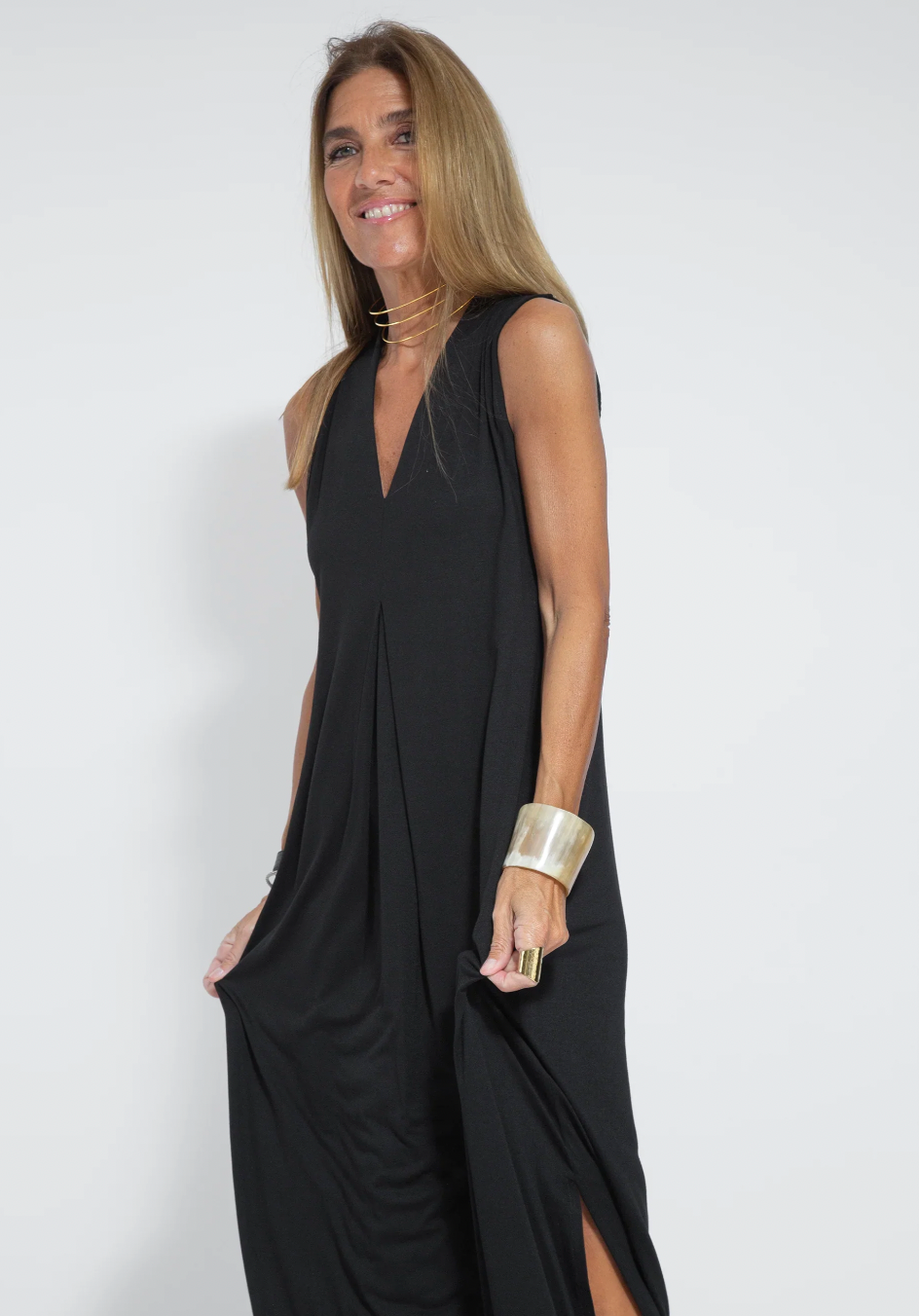 Eva Ensemble Élégance Suprême – Abito Lungo Snellente & Gilet Chic