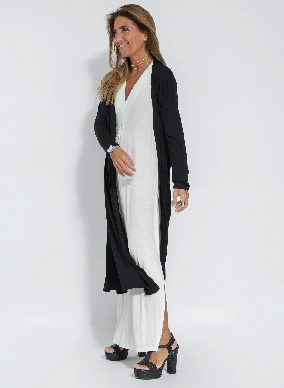 Eva Ensemble Élégance Suprême – Abito Lungo Snellente & Gilet Chic