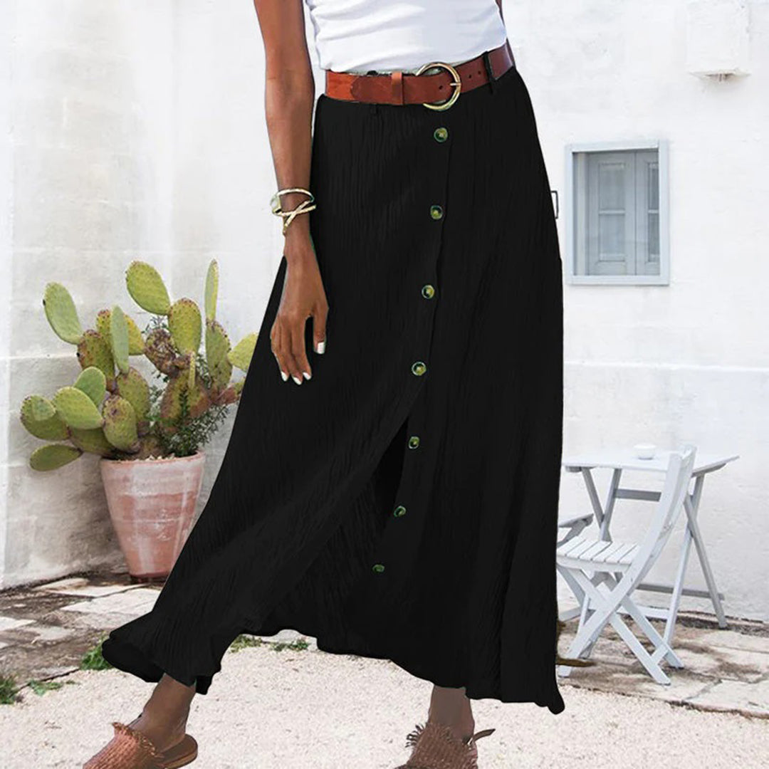 Gonna Lunga Donna con Bottoni – Stile Bohemien Casual per Estate & Vacanze