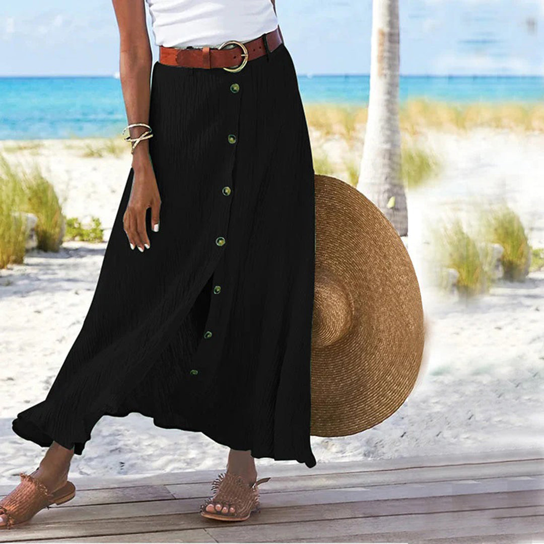 Gonna Lunga Donna con Bottoni – Stile Bohemien Casual per Estate & Vacanze