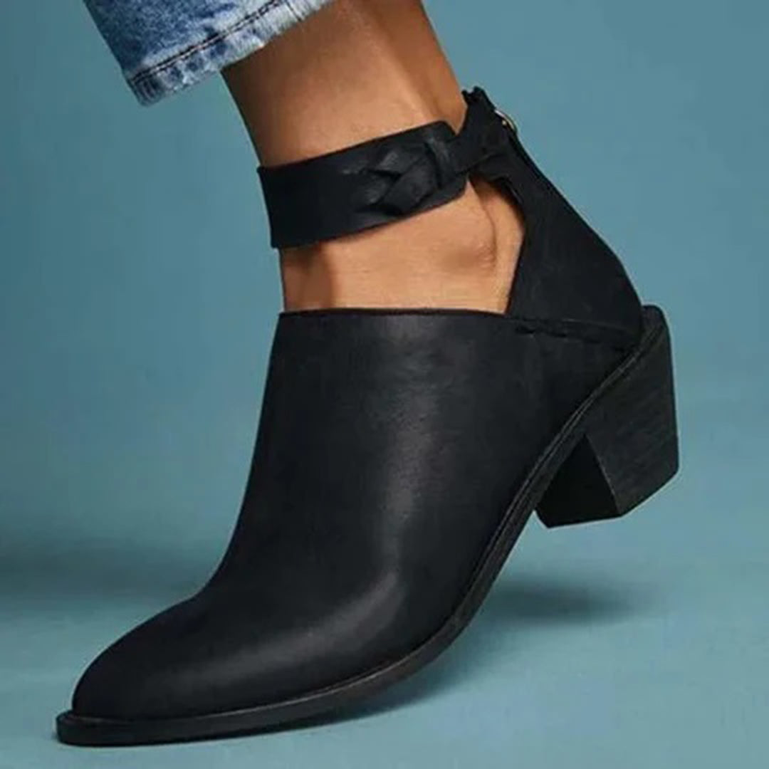 Bottines Femme à Talon Bas – Design Moderne avec Bride Cheville Confortable