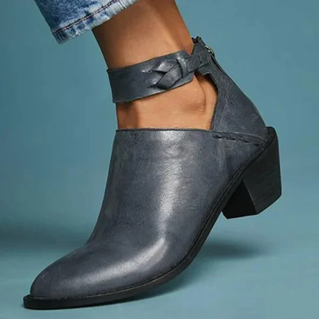 Bottines Femme à Talon Bas – Design Moderne avec Bride Cheville Confortable