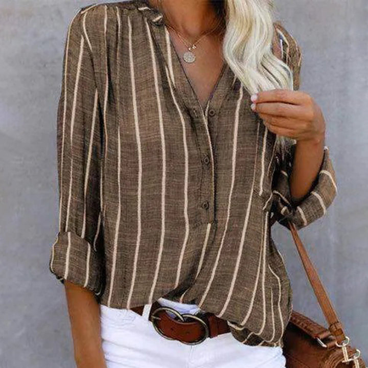 Chemise Femme à Rayures Verticales – Style Décontracté Chic à Manches Longues