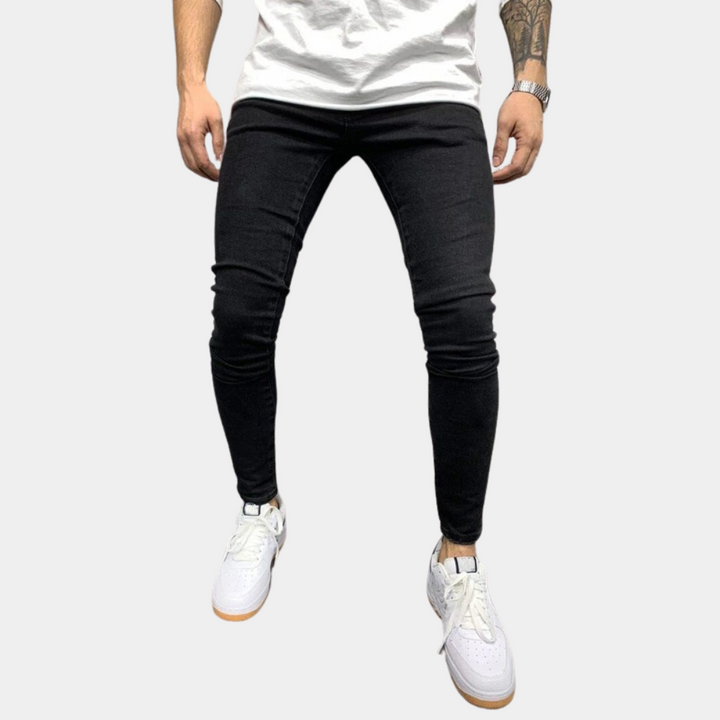 Jean Skinny Noir Homme – Jean Slim Stretch Ajusté pour Style Urbain et Look Décontracté