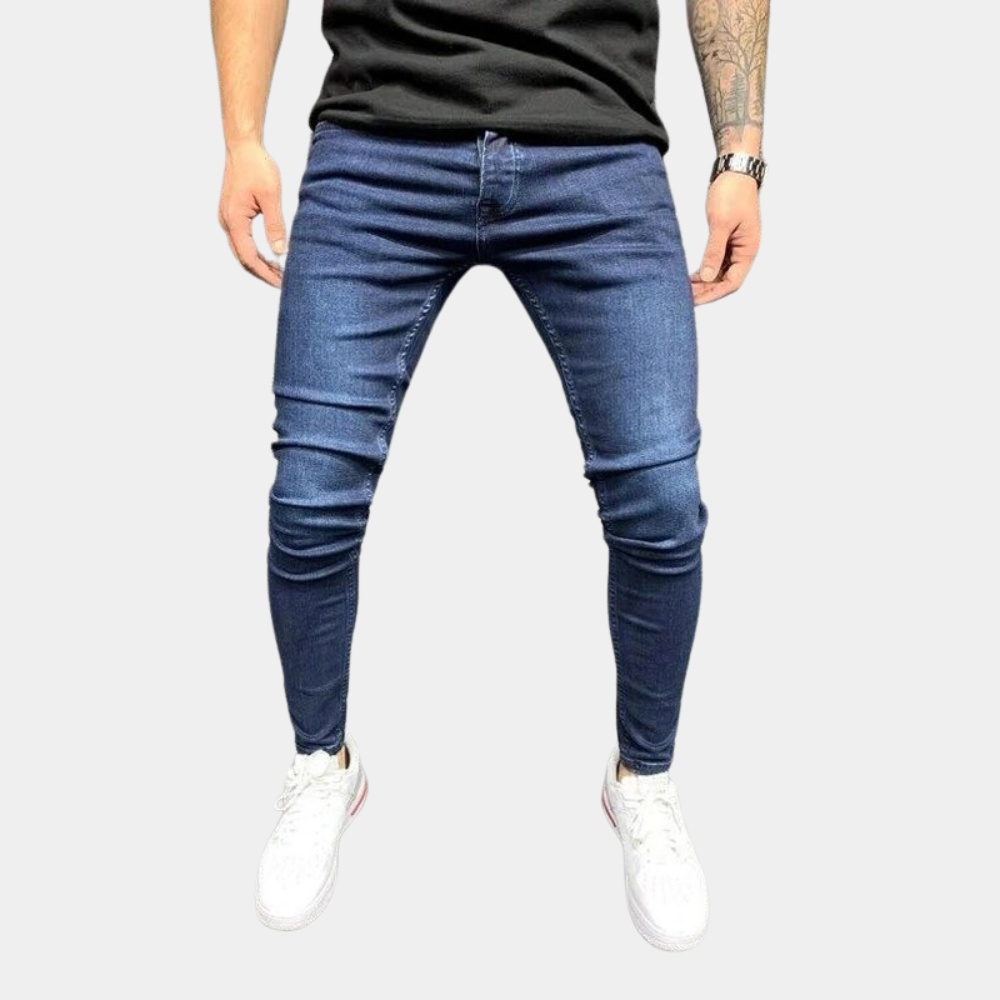 Jean Skinny Noir Homme – Jean Slim Stretch Ajusté pour Style Urbain et Look Décontracté