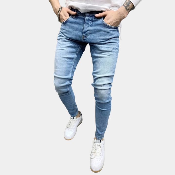 Jean Skinny Noir Homme – Jean Slim Stretch Ajusté pour Style Urbain et Look Décontracté