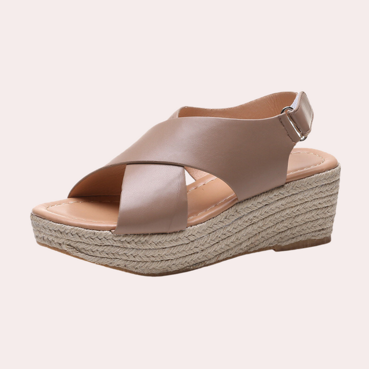 Sandales Compensées Femme – Style Espadrille – Bride Croisée Élégante