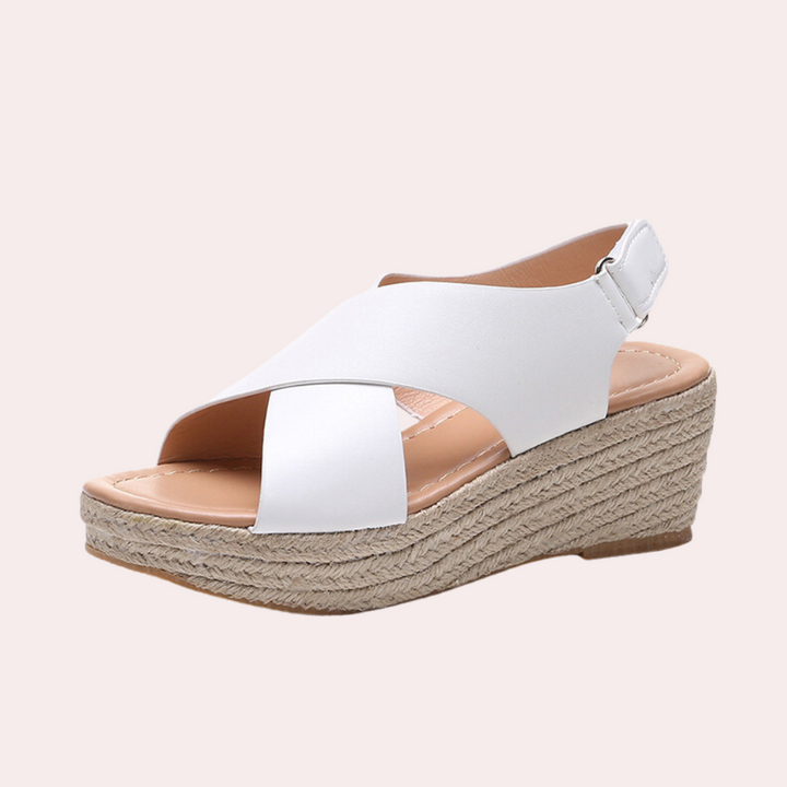 Sandales Compensées Femme – Style Espadrille – Bride Croisée Élégante