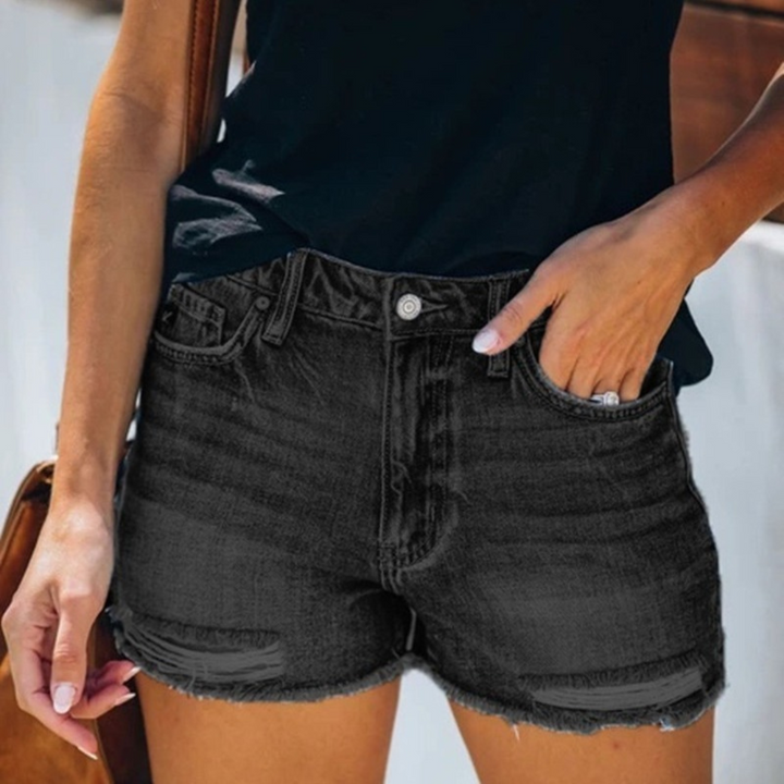 Short en Jean Femme Déchiré – Coupe Décontractée Taille Haute pour Look Estival Tendance