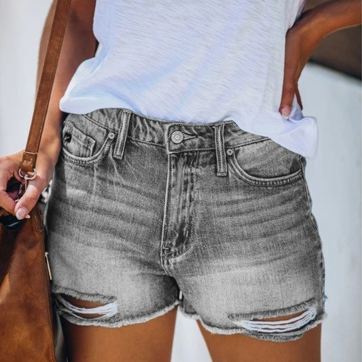Short en Jean Femme Déchiré – Coupe Décontractée Taille Haute pour Look Estival Tendance