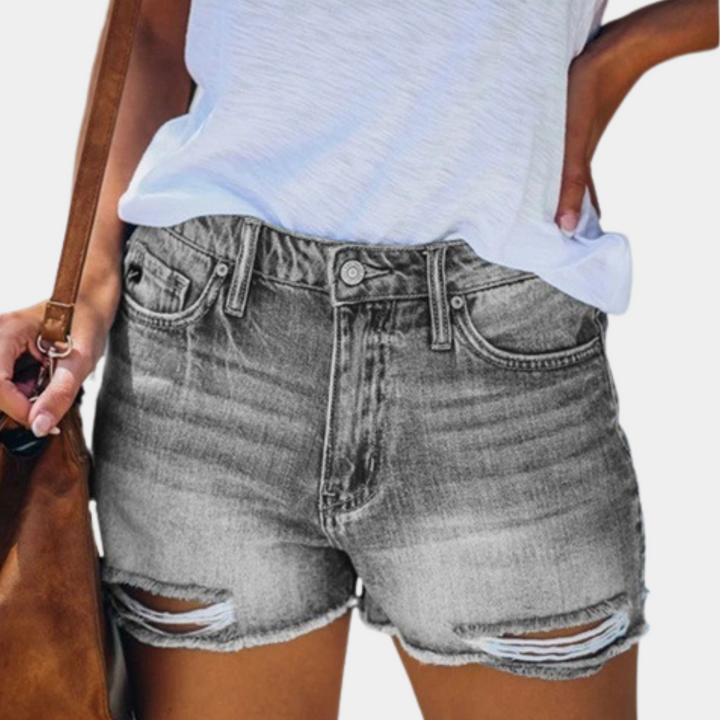 Short en Jean Femme Déchiré – Coupe Décontractée Taille Haute pour Look Estival Tendance