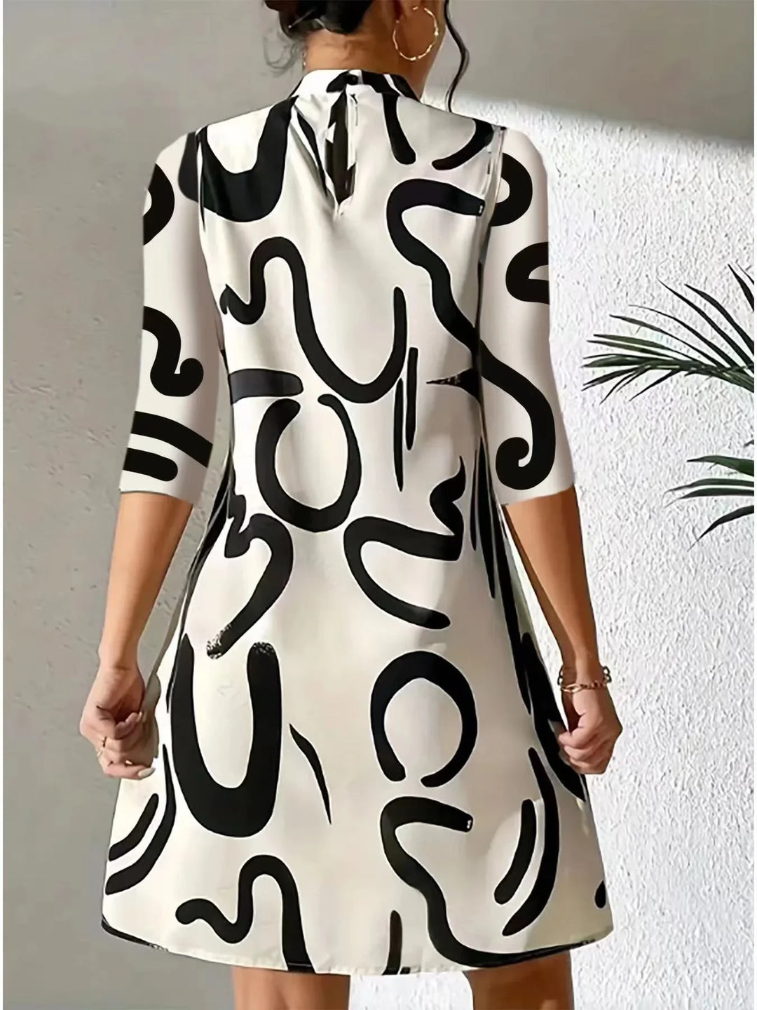 Lässiges Rollkragenkleid mit Print für Damen | Mini