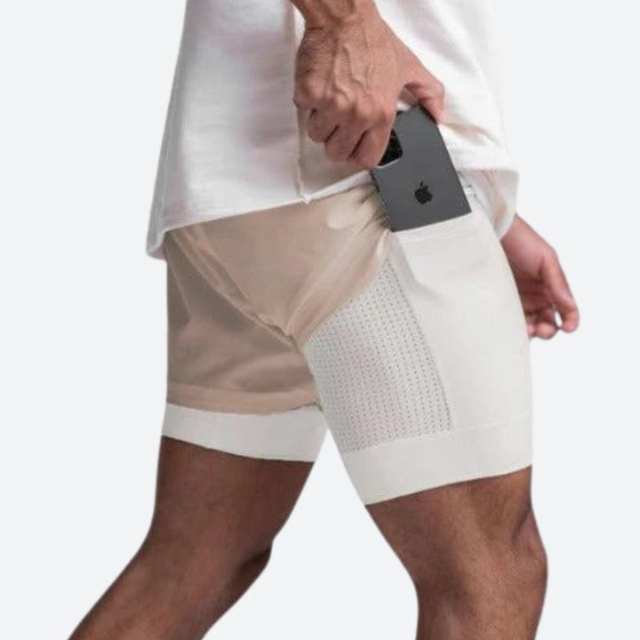 Short de sport homme 2-en-1 avec doublure intégrée – idéal pour le fitness, running et musculation