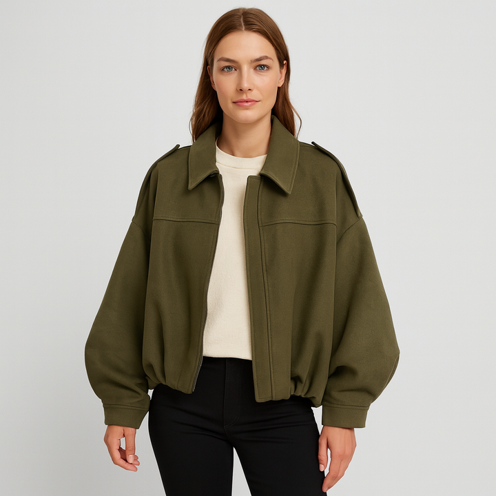Curie Paris | Veste pour femme d'inspiration militaire en simili-suède