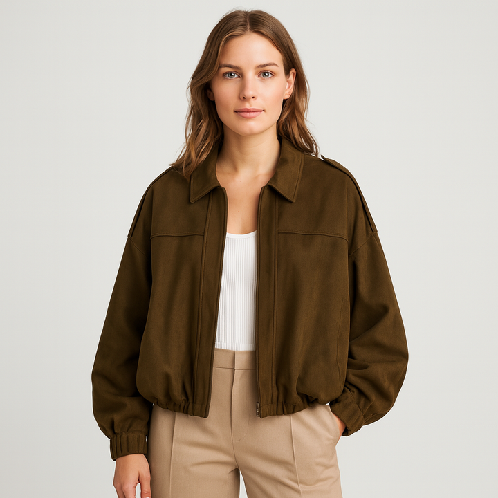 Curie Paris | Veste pour femme d'inspiration militaire en simili-suède