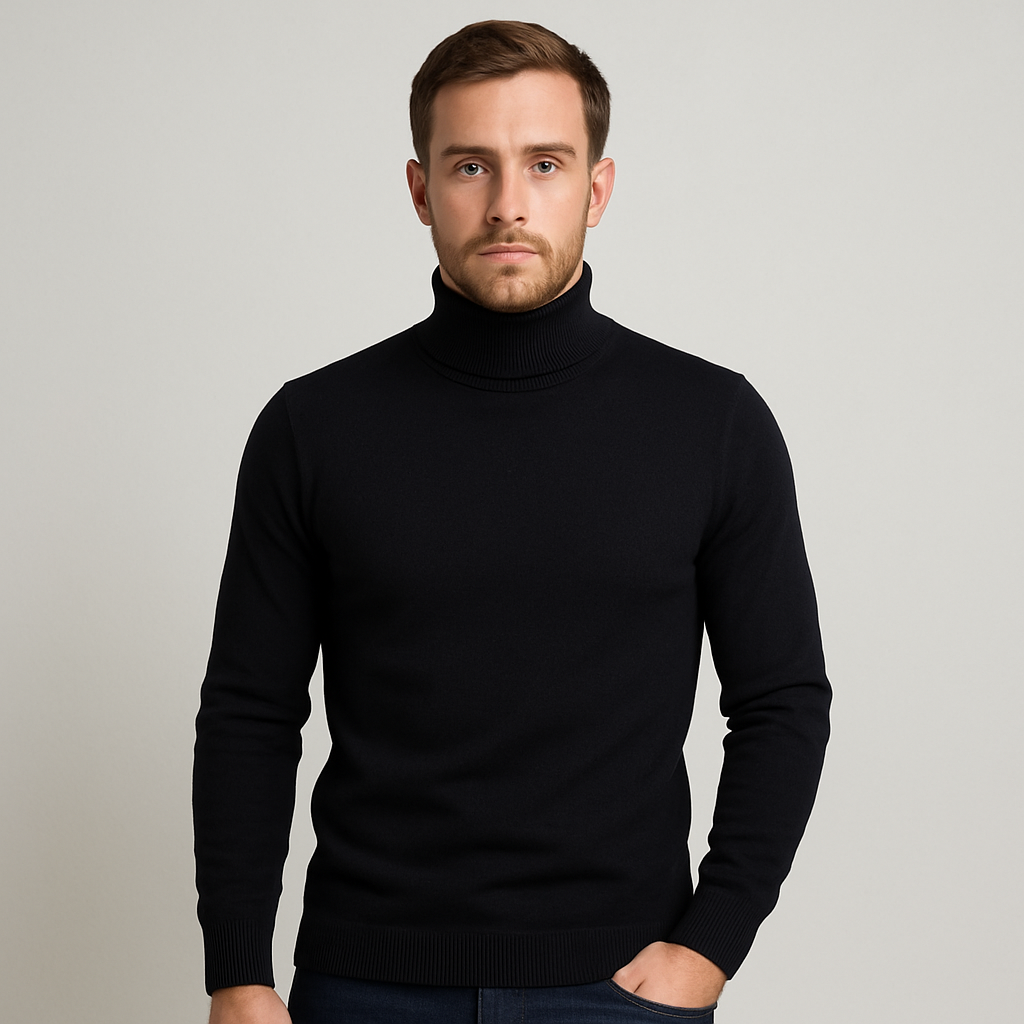 Curie Paris | Pull à col roulé en maille côtelée pour homme
