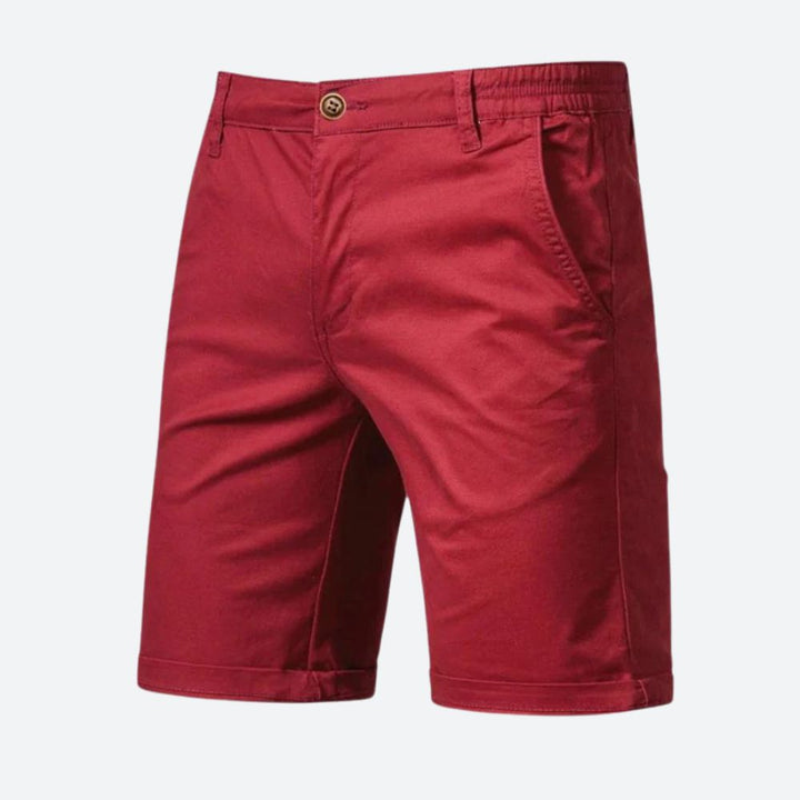 Short Chino Homme Élégant en Coton avec Fermeture à Bouton et Passants de Ceinture