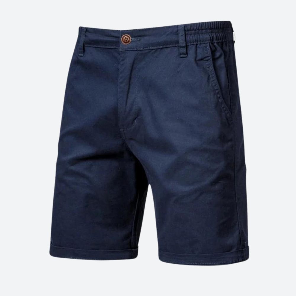 Short Chino Homme Élégant en Coton avec Fermeture à Bouton et Passants de Ceinture