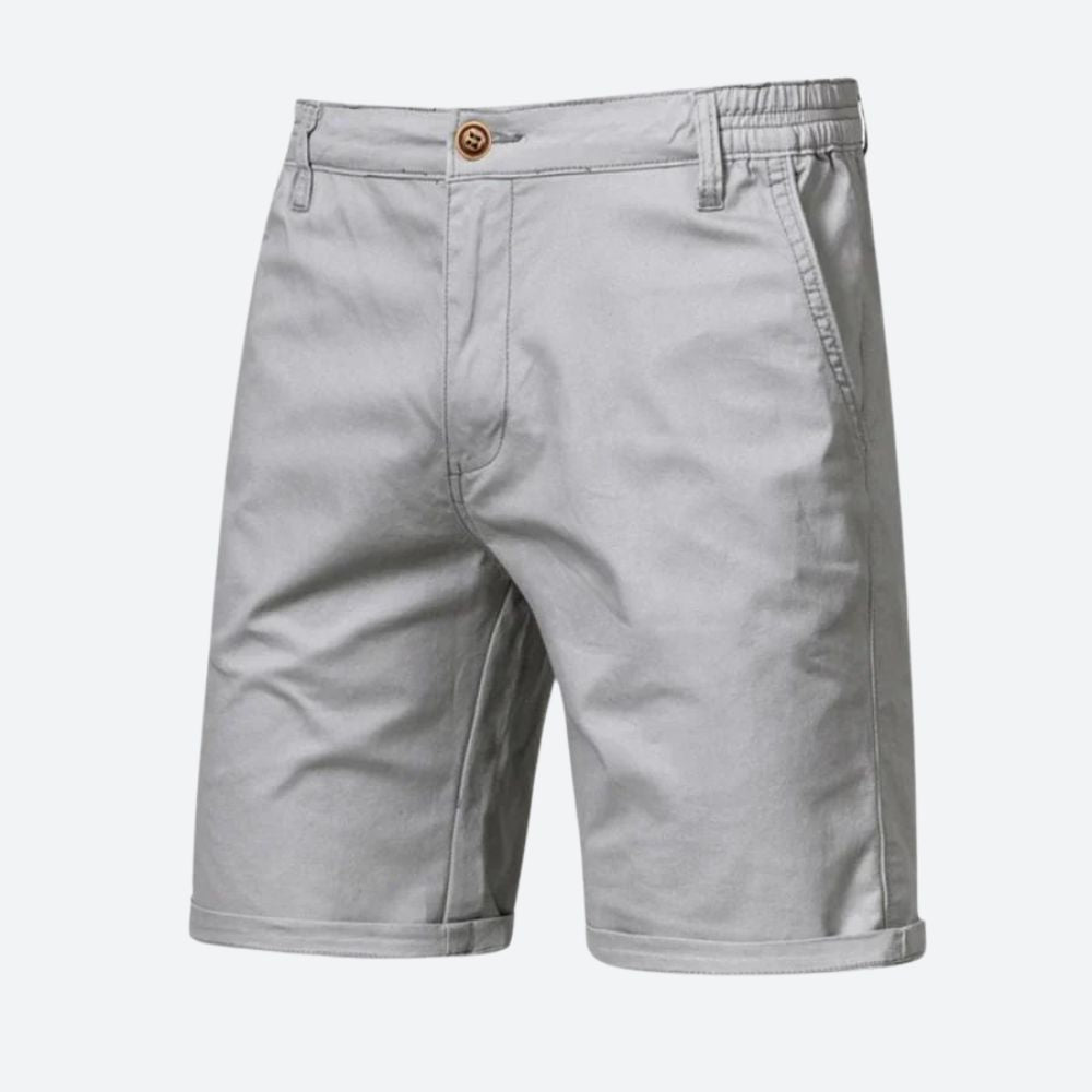 Short Chino Homme Élégant en Coton avec Fermeture à Bouton et Passants de Ceinture