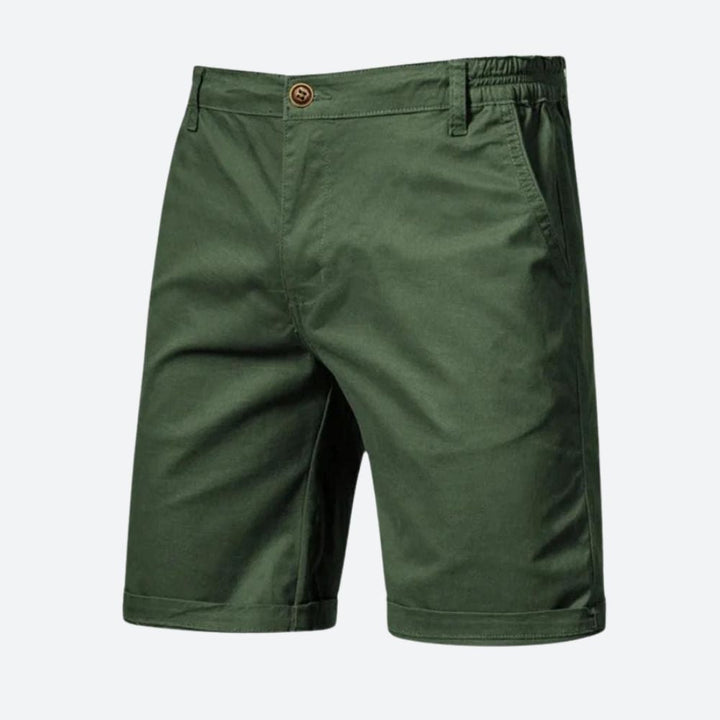 Short Chino Homme Élégant en Coton avec Fermeture à Bouton et Passants de Ceinture