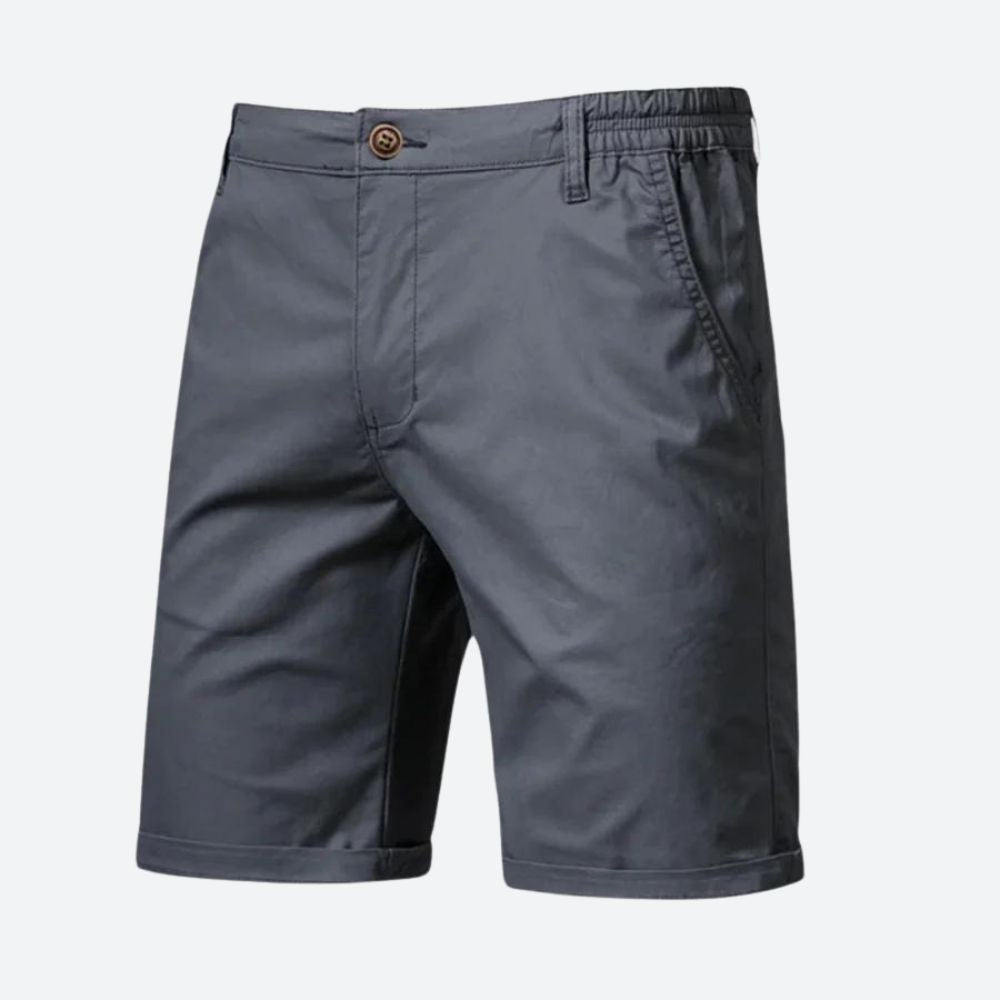 Short Chino Homme Élégant en Coton avec Fermeture à Bouton et Passants de Ceinture